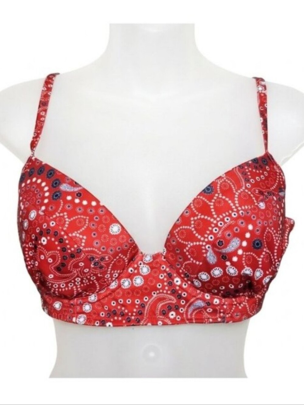 Joe Fresh Paisley Bandana Underwire Bikini Top Red Black White